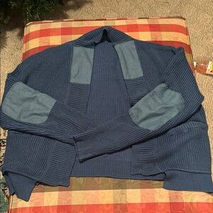 Women’s Blue Sweater with Elbow Patches